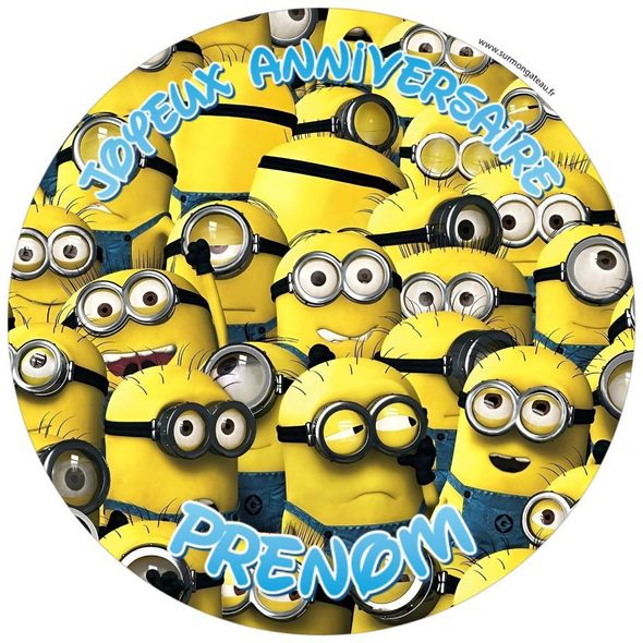 Décoration gâteau personnalisé Minions disque sucre