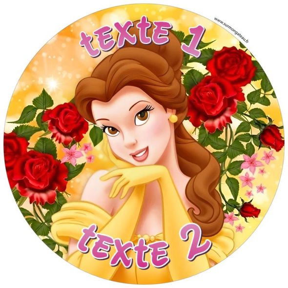 Disque sucre décoration comestible gâteau Princesse Belle et la bête