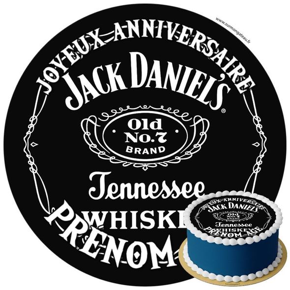 Décoration gâteau anniversaire Jack Daniels disque sucre