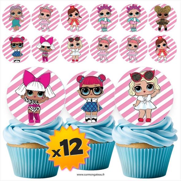 12 mini disques photos comestibles LOL Surprise azyme sucre