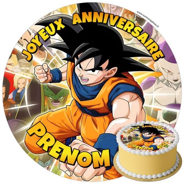 Décoration gâteau anniversaire Dragon Ball disque sucre