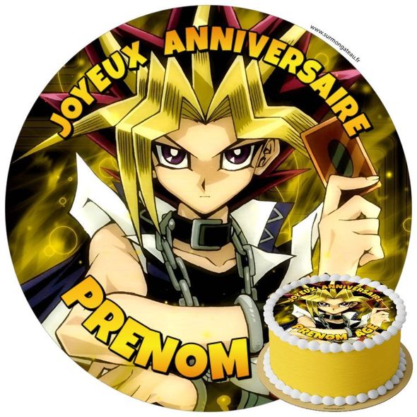 Décoration gâteau anniversaire Yu-Gi-Oh! disque sucre