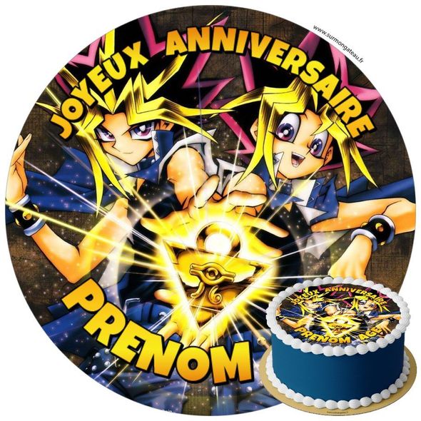 Décoration gâteau anniversaire Yu-Gi-Oh! disque sucre