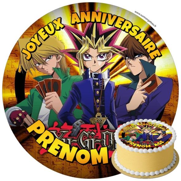 Décoration gâteau anniversaire Yu-Gi-Oh! disque sucre