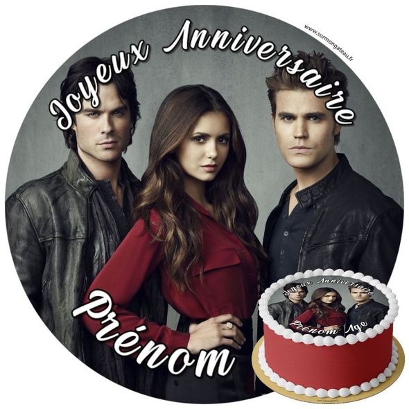 Décoration gâteau anniversaire Vampire Diaries disque sucre