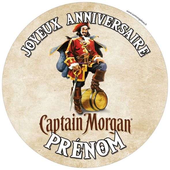 Décoration gâteau personnalisé Captain morgan disque sucre