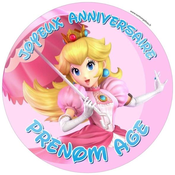 Décoration gâteau personnalisé Princesse Peach disque sucre