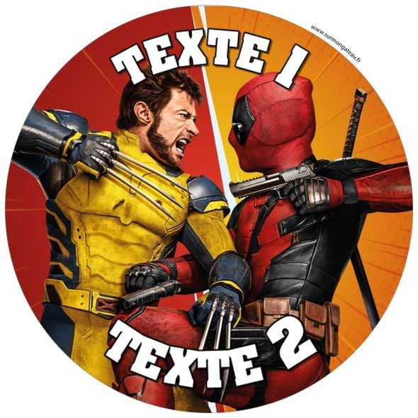 Disque sucre décoration comestible gâteau Deadpool et Wolverine