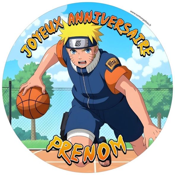 Décoration gâteau personnalisé Naruto basketball disque sucre