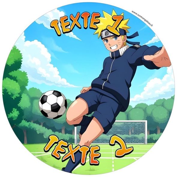 Disque sucre décoration comestible gâteau Naruto foot