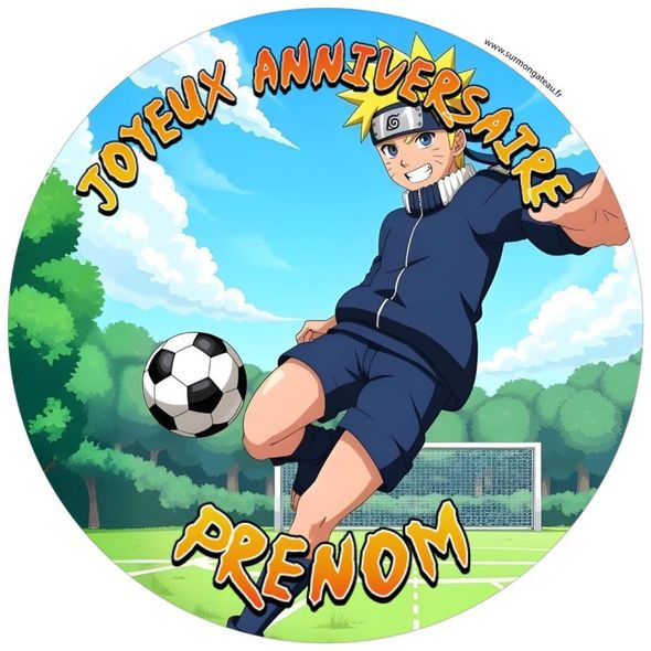 Décoration gâteau personnalisé Naruto foot disque sucre