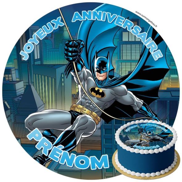 Décoration gâteau anniversaire Batman disque sucre