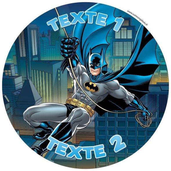 Disque sucre décoration comestible gâteau Batman