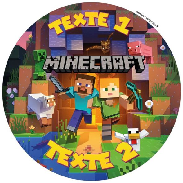 Disque sucre décoration comestible gâteau Minecraft