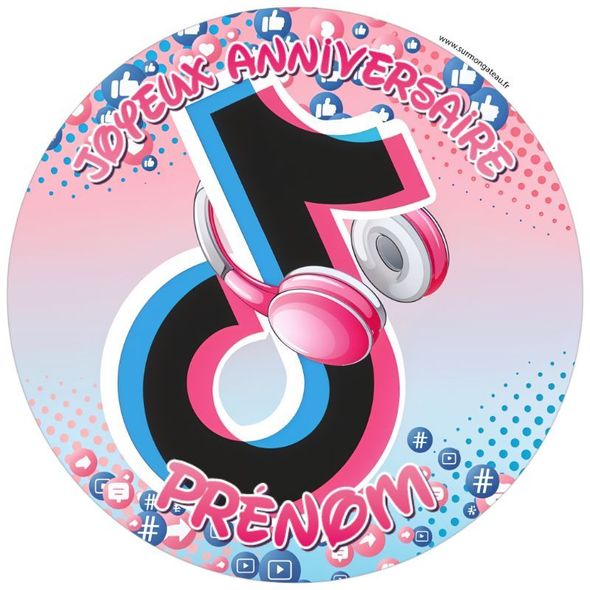 Décoration gâteau personnalisé TikTok disque sucre